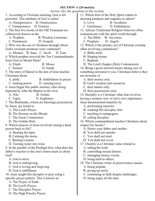 2025 Grade 8 CRE End of Term 2 Exam with Marking Scheme - Elimu Cloud ...