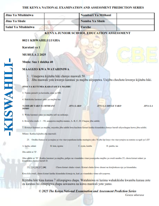 2025 Grade 8 End of Term 2 Exams with Marking Schemes - Set 1 - Elimu ...
