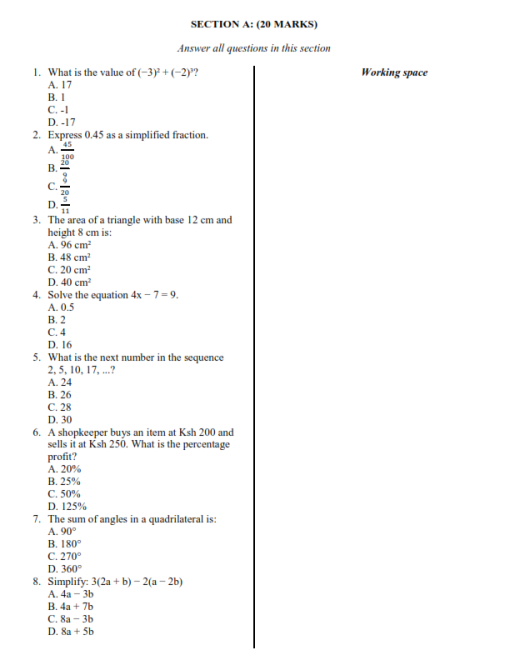 2025 Grade 8 Mathematics End of Term 2 Exam with Marking Scheme - Elimu ...