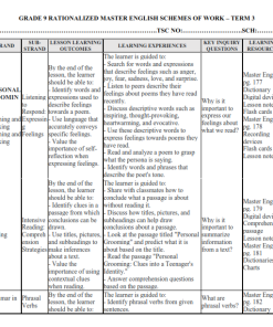 GRADE 9 RATIONALIZED MASTER ENGLISH SCHEMES OF WORK – TERM 3