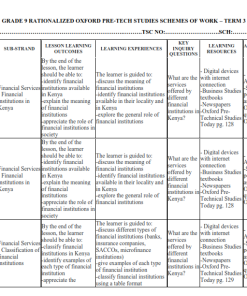 GRADE 9 RATIONALIZED OXFORD PRE-TECH STUDIES SCHEMES OF WORK – TERM 3