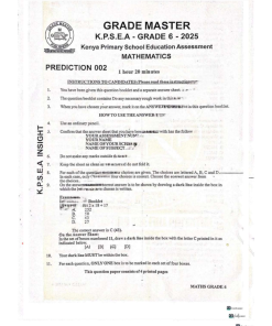 2025 GRADE 6 KPSEA GRAND MASTER PREDICTION 002   EXAMS WITH ANSWERS