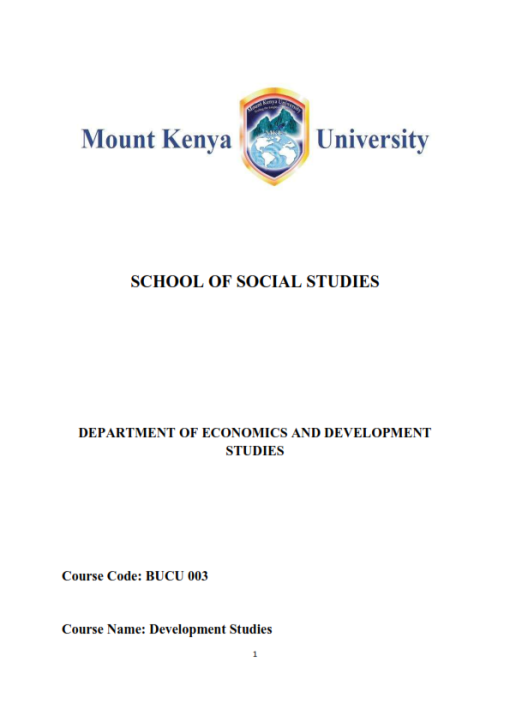 BUCU 003: Development Studies Notes - Elimu Cloud | Notes, Exams ...