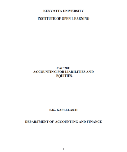 BAC 201: ACCOUNTING FOR LIABILITIES AND EQUITIES NOTES