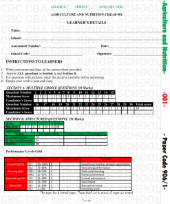2026 Grade 8 Term 1 Opener Exams with Marking Schemes  Set 1