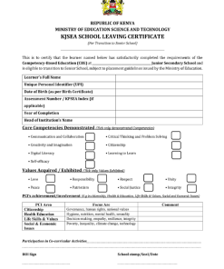 KJSEA LEAVING CERTIFICATE