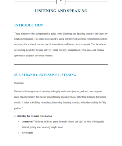 Grade 10 English Notes Term 1-3