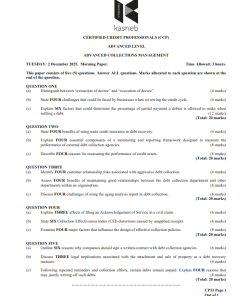 2021- 2025 ADVANCED COLLECTIONS MANAGEMENT - ADVANCED LEVEL (CCP) PAST PAPER
