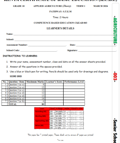 2026 Grade 10 Applied Agriculture End of Term 1  Exam with Marking Scheme