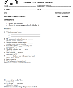 2026 GRADE 2 END TERM 1 EXAMS WITH MARKING SCHEMES – SET 1