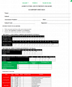 2026 Grade 7 Agriculture and Nutrition End  Term 1  Exam with Marking Scheme