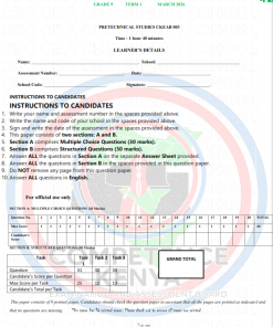 2026 Grade 9 Pretechnical Studies End Term 1 with Marking Scheme