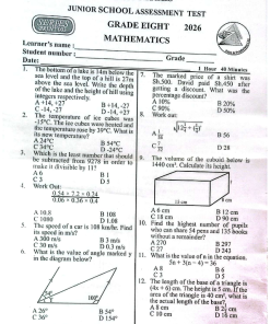 STEGA SERIES 003 GRADE 8 2026 EXAM PAPERS WITH MARKING SCHEME