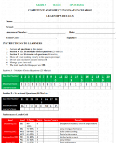 2026 Grade 9 Mathematics End Term 1