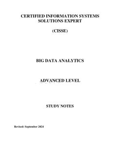 BIG DATA ANALYTICS NOTES - CISSE ADVANCED LEVEL