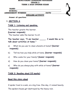 2026 GRADE 2 OPENER EXAMS WITH MARKING  - SET 1