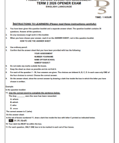 2026 GRADE 5 OPENER EXAMS WITH MARKING – SET 1