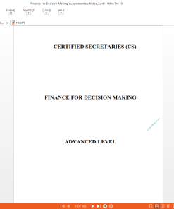 FINANCE FOR DECISION MAKING -CS ADVANCED LEVEL