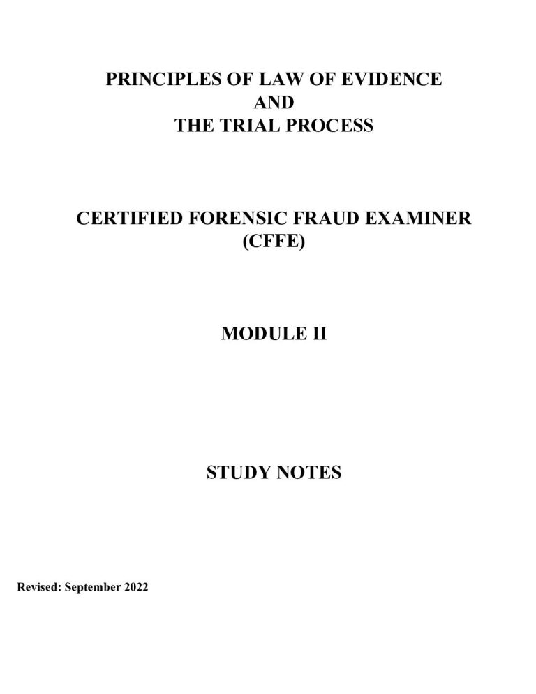 PRINCIPLES OF LAW OF EVIDENCE AND THE TRIAL PROCESS - CFFE MODULE II ...