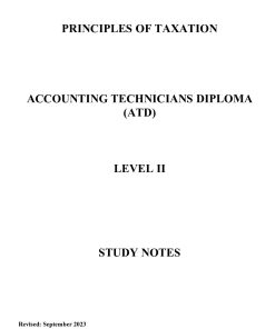 PRINCIPLES OF TAXATION NOTES - ATD LEVEL 2