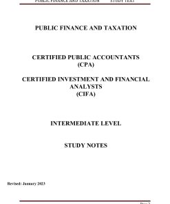 PUBLIC FINANCE AND TAXATION NOTES - CIFA INTERMEDIATE LEVEL