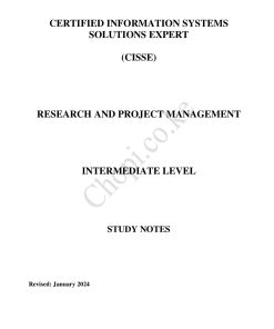 RESEARCH AND PROJECT MANAGEMENT NOTES - CISSE INTERMEDIATE LEVEL