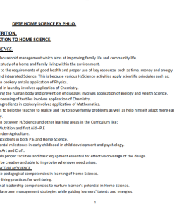 DPTE HOME SCIENCE NOTES - DIPLOMA IN PRIMARY TEACHER EDUCATION