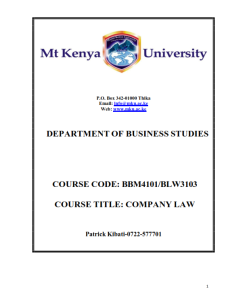 BBM 4101: COMPANY LAW NOTES - MKU