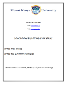BAF 2103: QUANTITATIVE TECHNIQUES NOTES - MKU