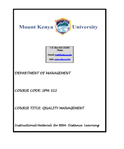 BBM3216/SPM 322:  SUPPPLY QUALITY MANAGEMENT NOTES - MKU