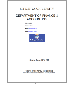 BFM 311: Money and Banking -MKU