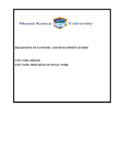 DED1201 Principles of Social Work Notes - MKU