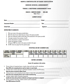 2026  Grade 10 Computer Studies Mid Term 2 Exam with Marking Scheme