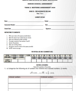 Grade 10 Core Mathematics Mid Term 2 2026 Exam with Marking Scheme