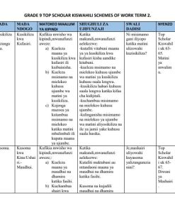 2026 GRADE 9 KLB TOP SCHOLAR KISWAHILI SCHEMES OF WORK  - TERM 2