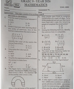 2026  GRADE 9  STEP FLYER 004 EXAMINATION PAPERS WITH MARKING SCHEME