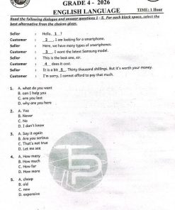 2026 GRADE 4 TARGETER WINGS 004 EXAMS WITH MARKING SCHEMES
