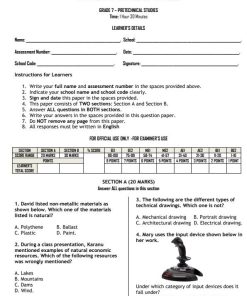 2026 Grade 7 Pre-Technical Studies Mid Term 2  Exam with Marking Scheme