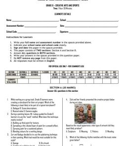 2026 Grade 8 Creative Arts and Sports Mid Term 2  Exam with Marking Scheme