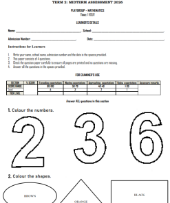 2026 PLAYGROUP MID TERM EXAMS WITH MARKING SCHEMES- SET 1