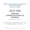 ACN 1102: Applied Communication in Nursing  Notes - KMTC