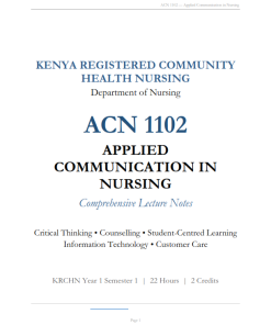 ACN 1102: Applied Communication in Nursing  Notes - KMTC