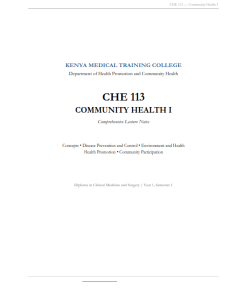CHE 113: Community Health I  Notes -KMTC