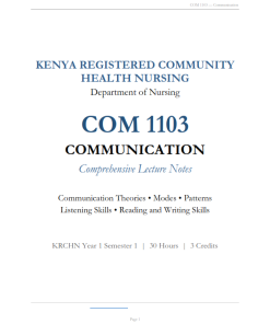 COM 1103 — Communication  Lecture Notes -KMTC
