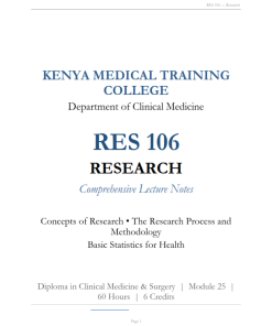 RES 106: Research  Lecture Notes - KMTC