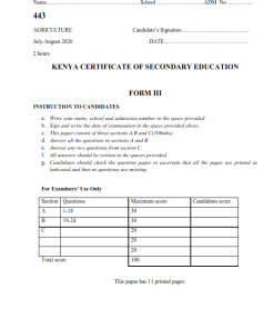 2026 FORM 3 END TERM  2 EXAMS WITH MARKING SCHEMES - SET 1