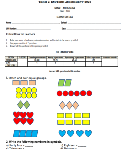 2026 GRADE 1 END TERM ASSESSMENT – TERM 2
