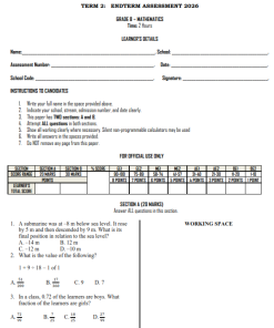2026 GRADE 8 END TERM ASSESSMENT – TERM 2