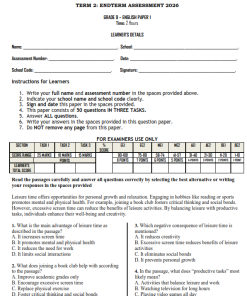 2026 GRADE 9  END TERM ASSESSMENT - TERM 2