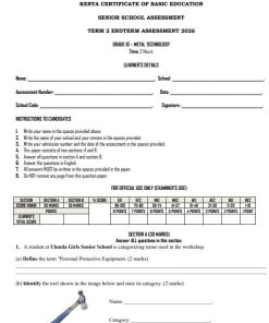 2026 Grade 10 Metal Technology in English End of Term 2  Exam with Marking Scheme